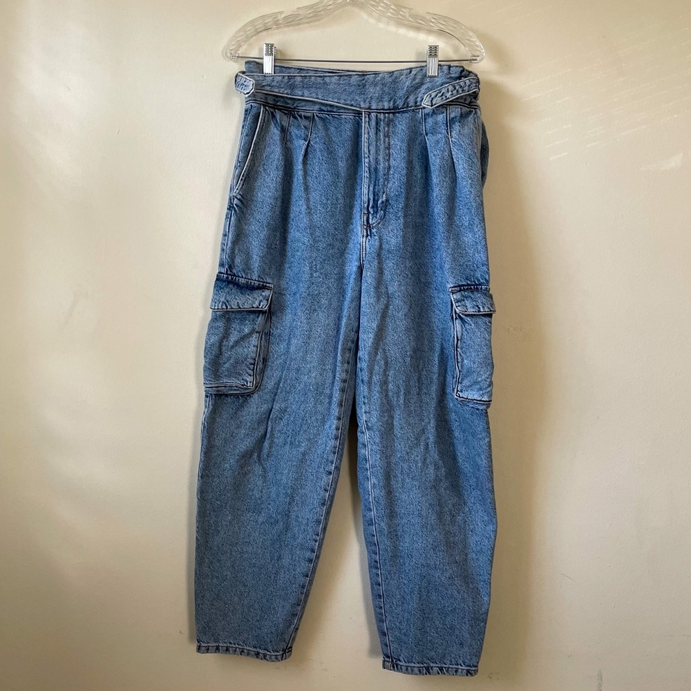 Bershka Acid Wash Cargo Jeans